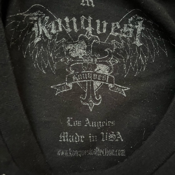 Konquest Luxury Fashion Graphic Crew Neck T-Shirt Studs And Crystals Black Sz M - Picture 4 of 4